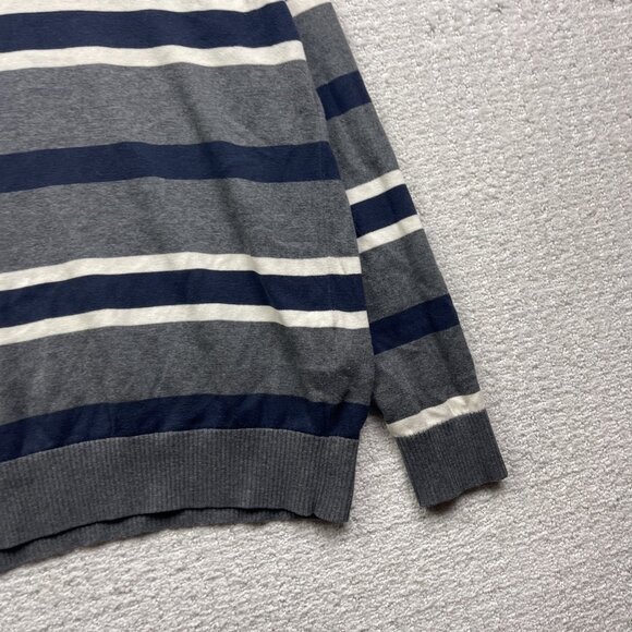 Tommy Hilfiger Blue / Grey Striped Pullover V-Neck Sweater Long Sleeve Mens S - Picture 4 of 13